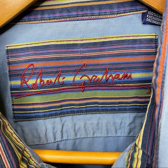 Robert Graham Men’s Dress Shirt Blue with
Contrast Cuffs Size XL - Picture 3 of 13